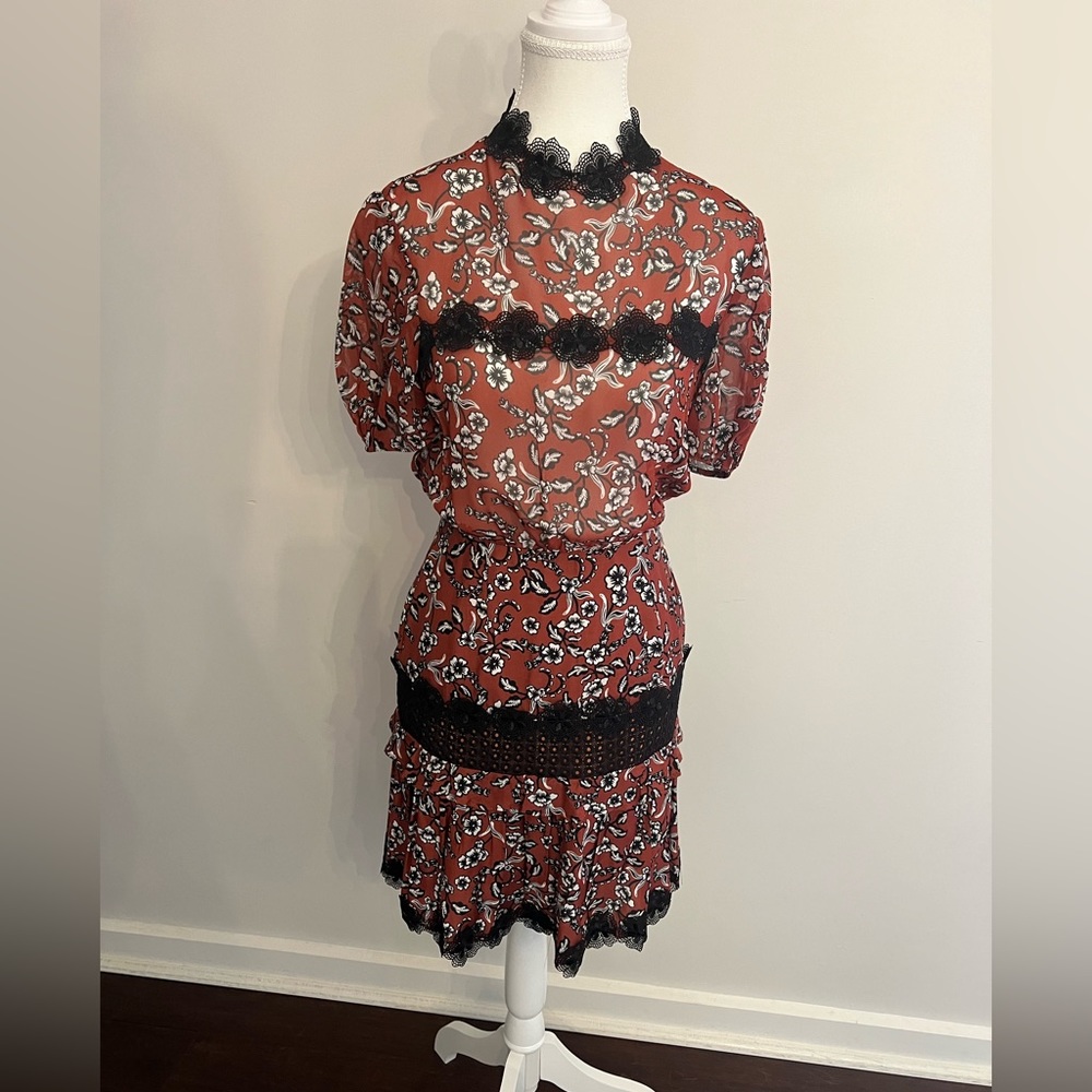NICHOLAS Sicilian Floral Crepe Dress. Size 2. NWT